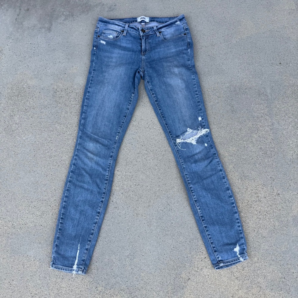 PAIGE‎ Verdugo Ultra Skinny Leg Jeans Medium Wash Distressed Ripped Size 27